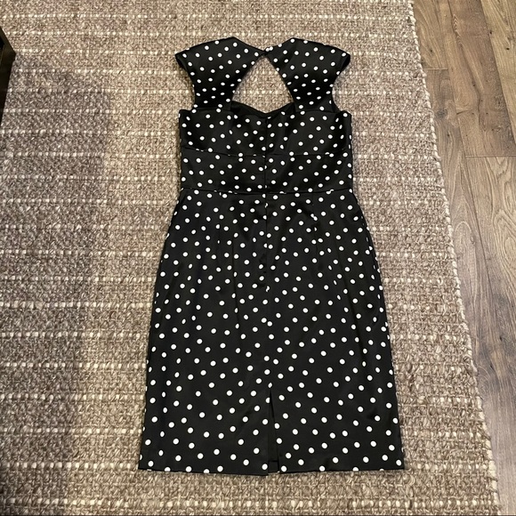 WHBM Black & White Satin Polka Dot Sheath Dress - Picture 7 of 9
